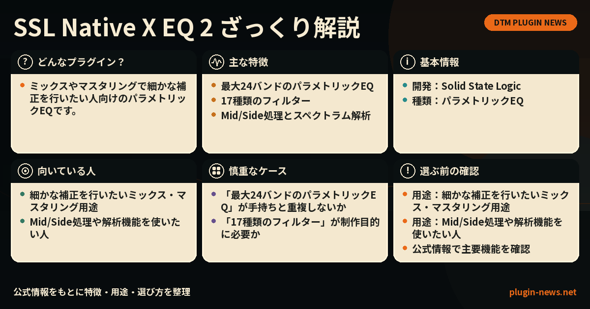 SSL Native X EQ 2とは?主な特徴・用途・選び方をまとめたプラグイン図解