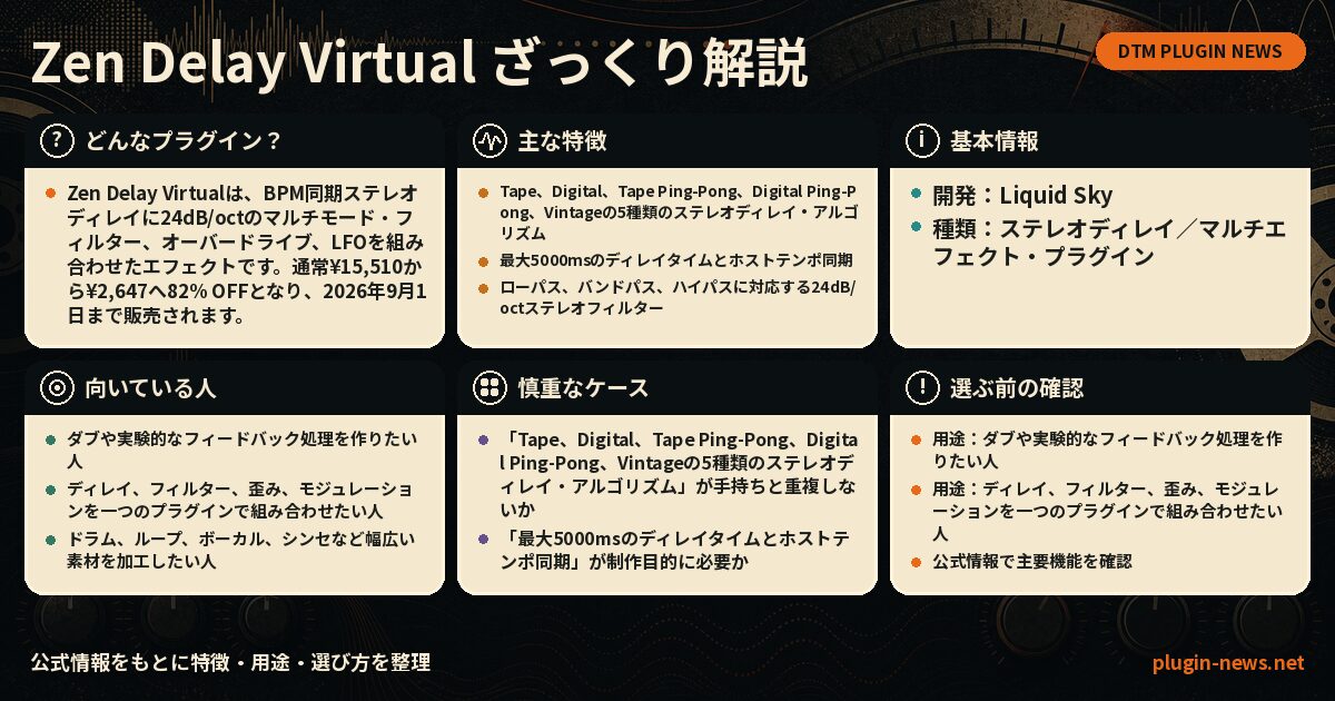 Zen Delay Virtualとは?主な特徴・用途・選び方をまとめたプラグイン図解