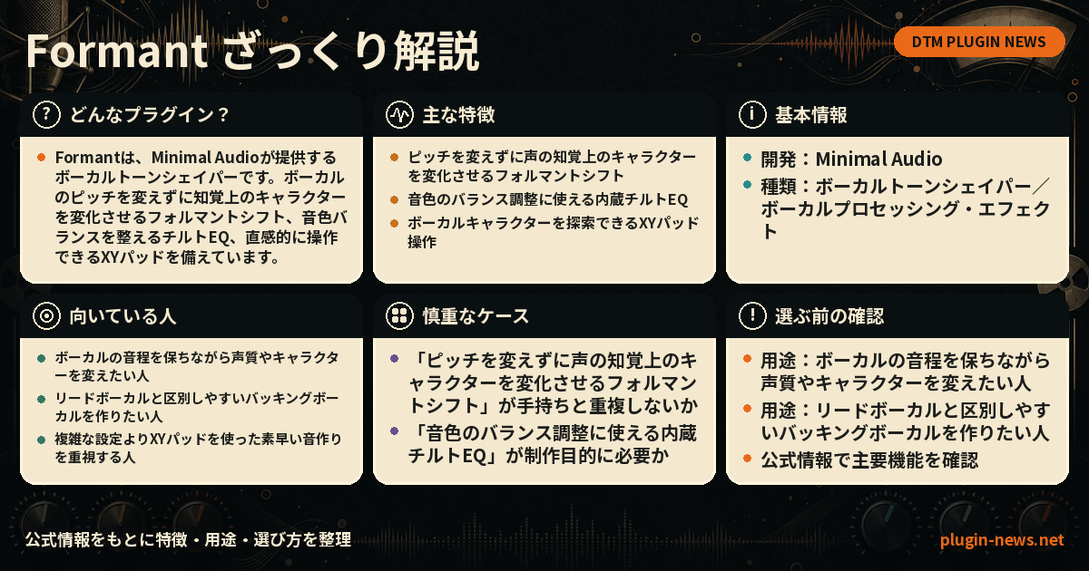 Formantとは?主な特徴・用途・選び方をまとめたプラグイン図解
