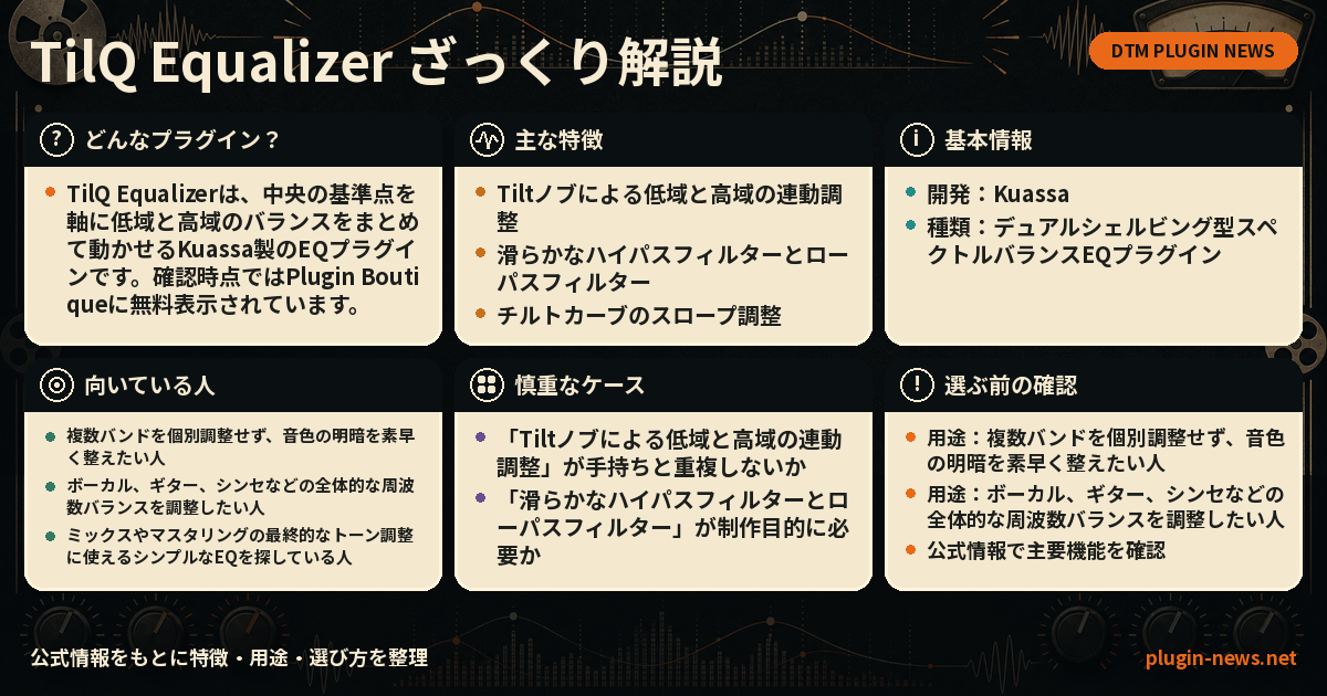 TilQ Equalizerとは?主な特徴・用途・選び方をまとめたプラグイン図解