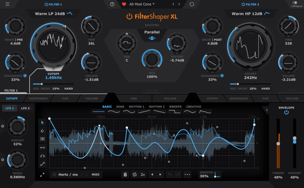 Cableguys FilterShaper XL の画面