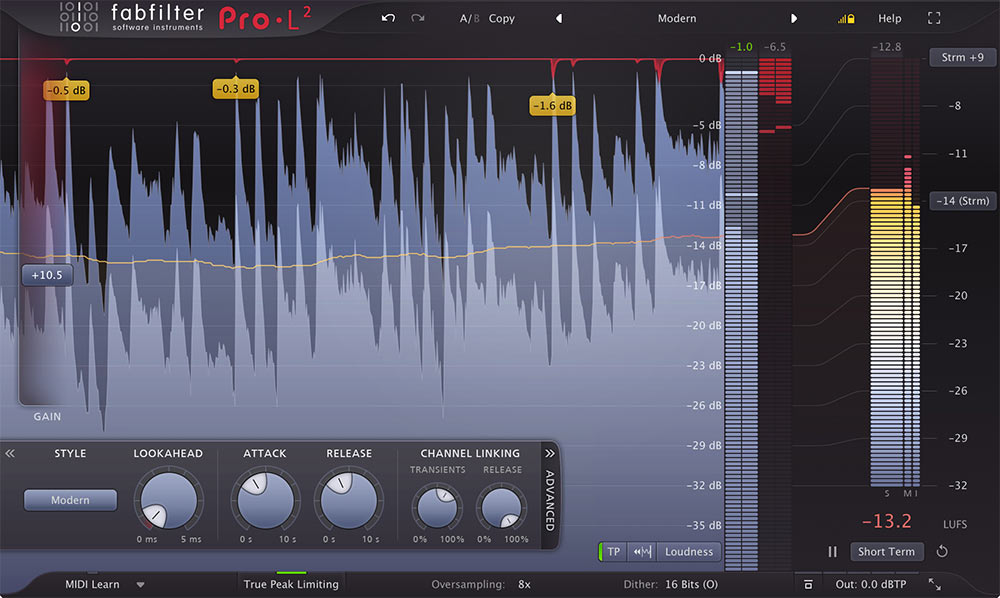 FabFilter Pro-L 2 の画面