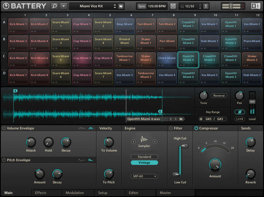 Native Instruments Battery 4 の画面