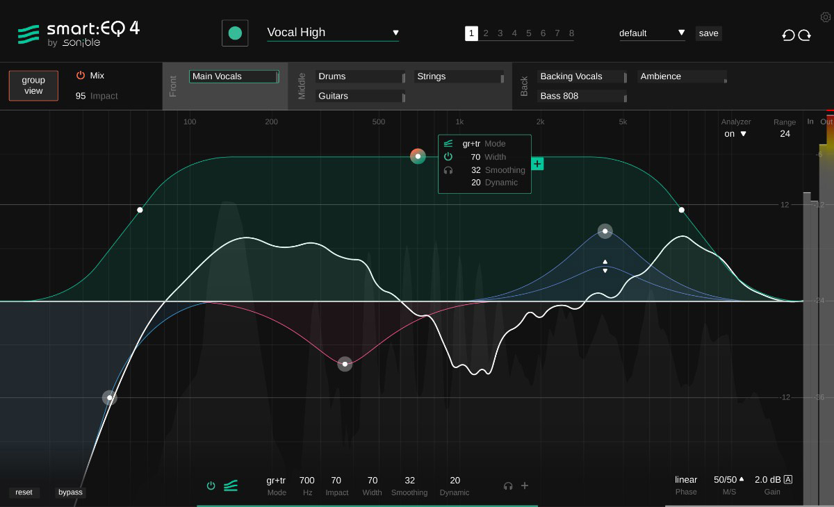 sonible smart:EQ 4 の画面