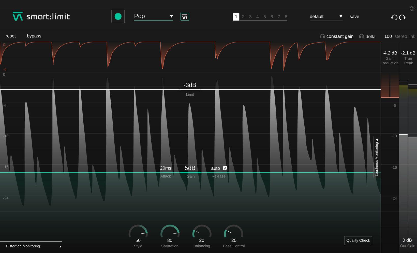sonible smart:limit の画面