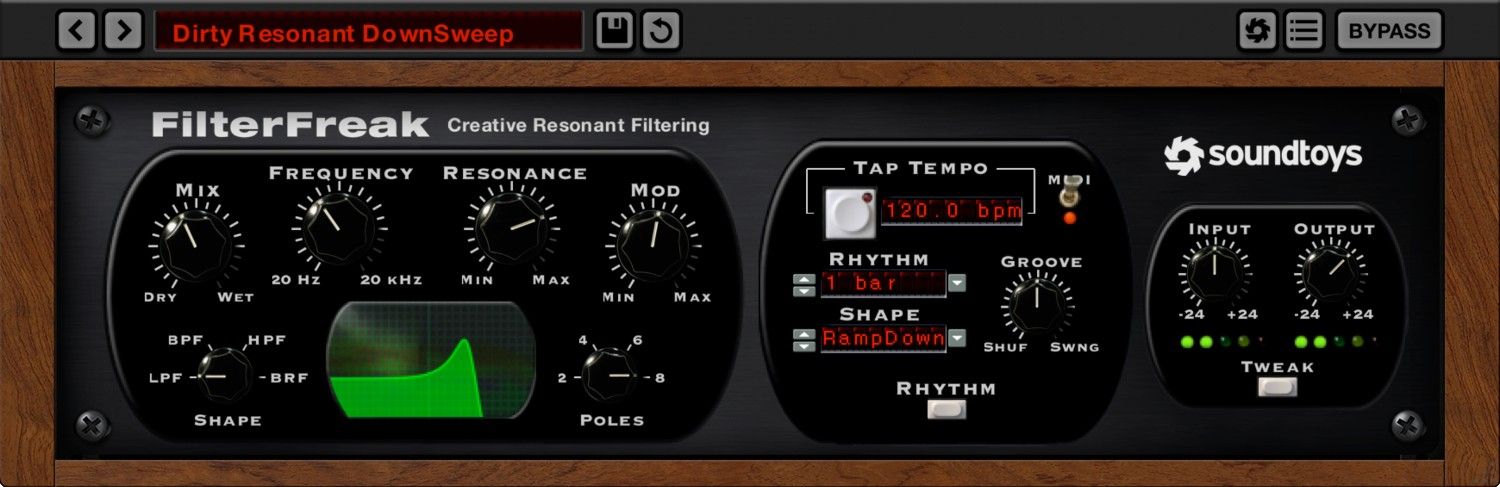 Soundtoys FilterFreak の画面