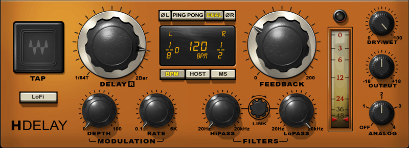 Waves H-Delay Hybrid Delay の画面