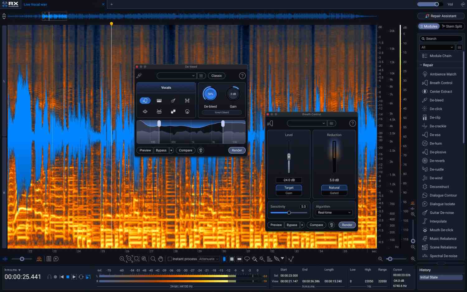 iZotope RX 12 Standard のオーディオエディタ画面