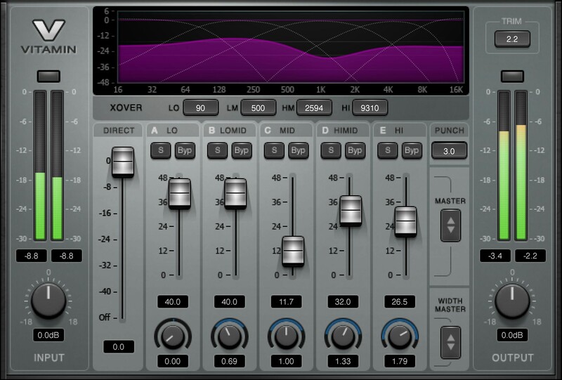 Waves Vitamin Sonic Enhancer のプラグイン画面